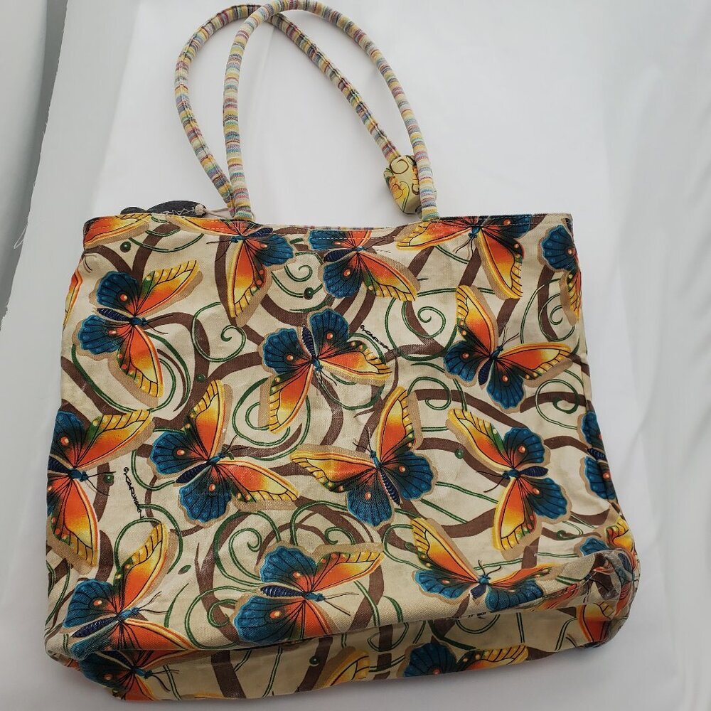 Vintage Karwan Hawaiian Butterfly Canvas beach Tote - XL - Picture 3 of 11
